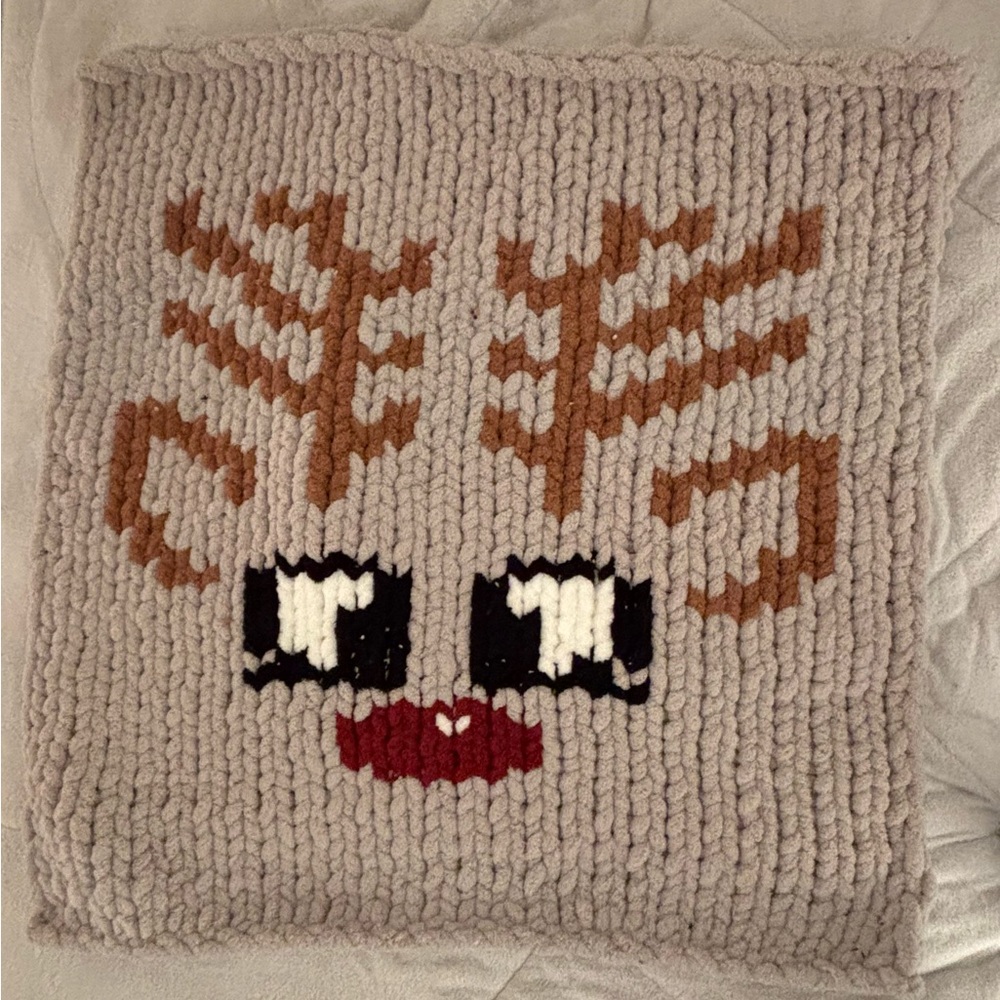 Cute Reindeer Knit Throw